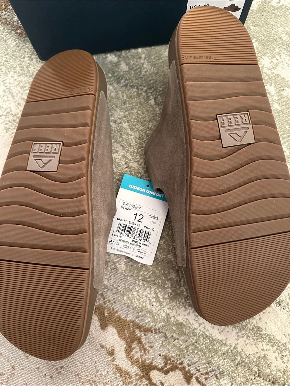 New Reef Suede Double-Strap Slide Sandals - Brown Mens 12 Fossil CCJ5262